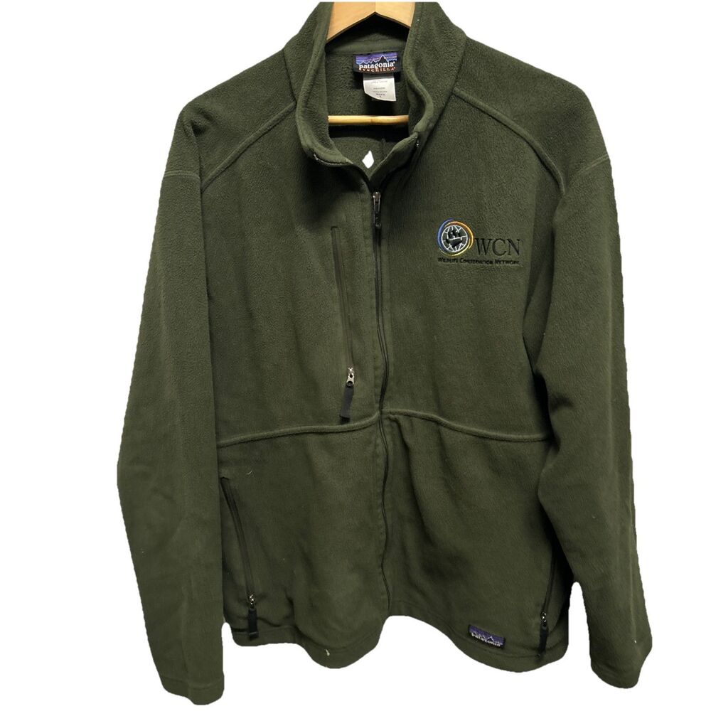 Patagonia Wildlife Conservation Network Mens Large Green Full Zip Logo Flaw